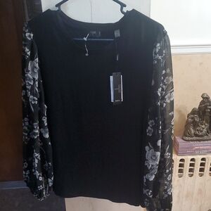 Tahari Elegant Black Floral Women's Top
